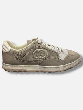 Gucci Men's Beige MAC 80 Embroidered Leather Low-Top Sneakers Size UK:12 US:13